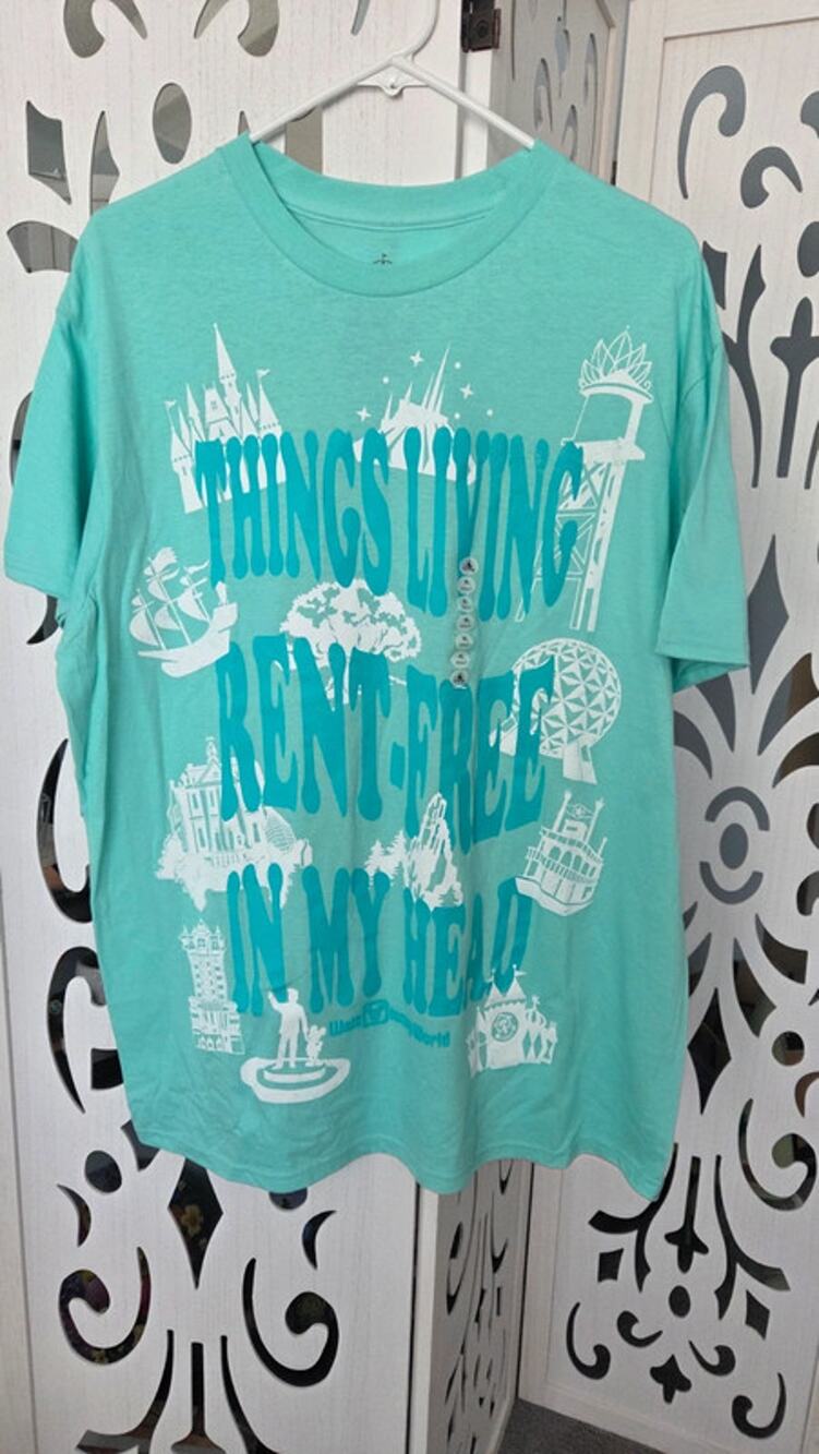 Disney Things Living Rent Free In My Head Shirt XL Green Graphic Tee NWT